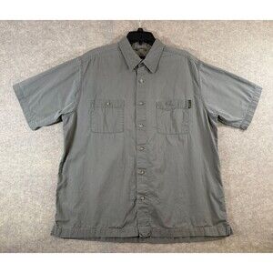 Eddie Bauer Men's L Grey Short Sleeve 100% Cotton Button Down Utility Shirt